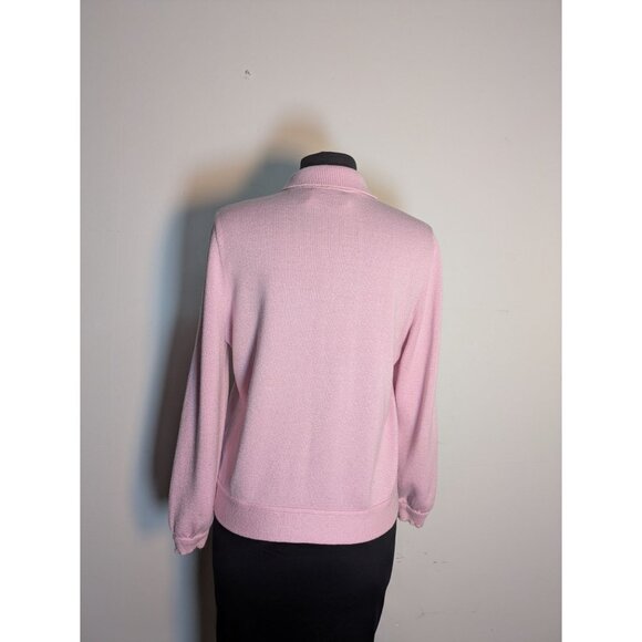 Vintage Pink Button-Up Cardigan Lightweight Knit Gold Hardwear, Size S - Picture 9 of 10